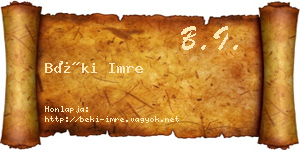 Béki Imre névjegykártya
